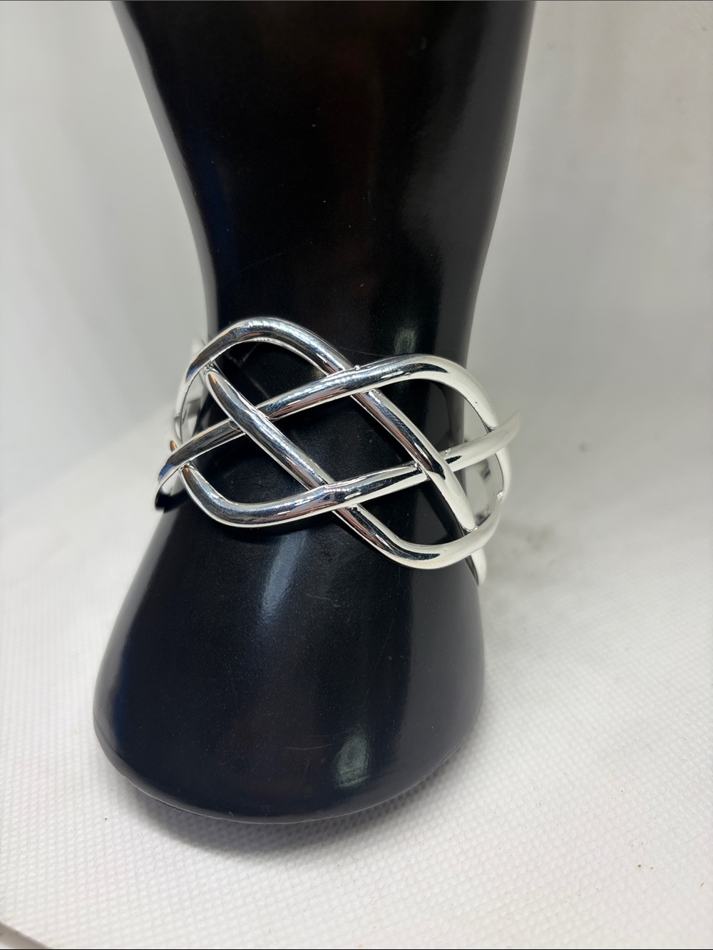 Sterling Silver Woven Pretzel Open Cuff Bracelet - Picture 2 of 8